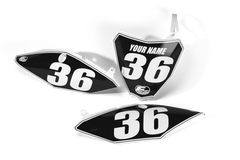 Autocollants numérotés pré-imprimés en usine, noir ou blanc, votre et votre nom #