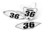 Factory Backing Pre Printed number decals black or white your & name #
