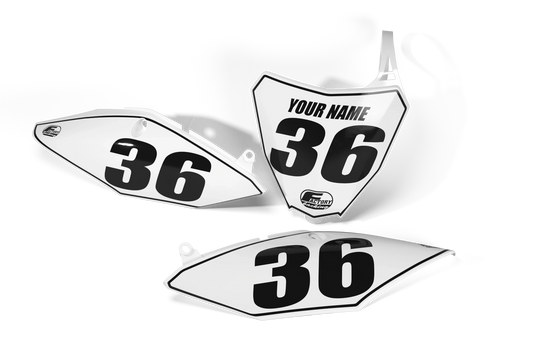 Factory Backing Pre Printed number decals black or white your & name #