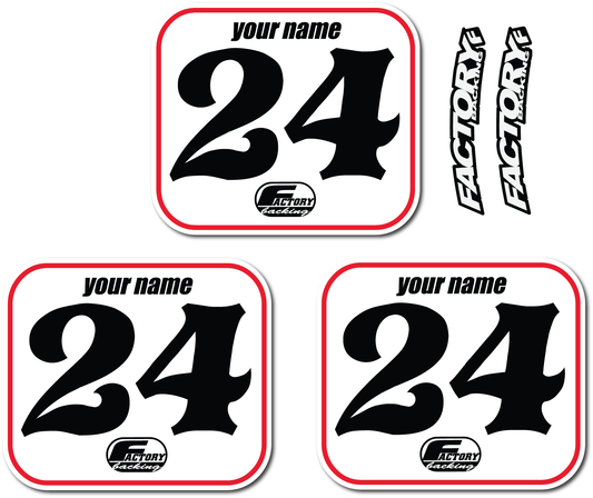 Set of 3 Custom Flat track Number Plate Backgrounds (Decals only) Any colors, Choose number styles