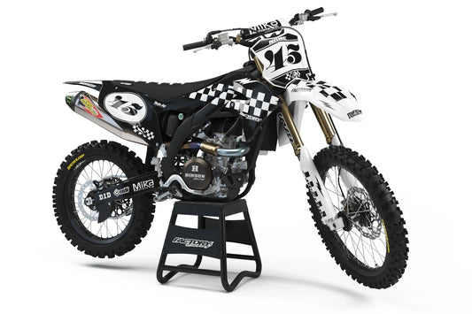 KAWASAKI CHECKERS BW SERIES (TOUS LES MODÈLES DE VÉLO ET COULEURS !) Graphiques de support d'usine semi-personnalisés