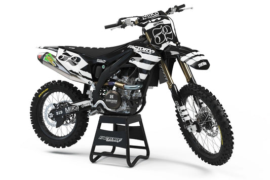 SÉRIE KAWASAKI BLACK PUNK FLAG (TOUS LES MODÈLES DE VÉLO ET COULEURS !) Graphiques de support d'usine semi-personnalisés