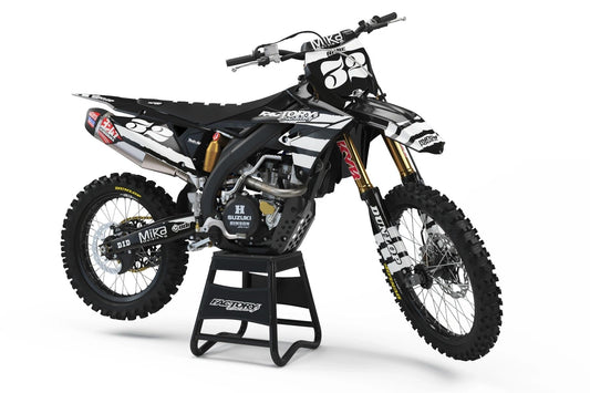 SÉRIE SUZUKI PUNK BLACK FLAG (TOUS LES MODÈLES DE VÉLO ET COULEURS !) Graphiques de support d'usine semi-personnalisés