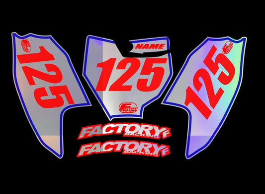 Basic3 Holographic Chrome Factory Backing Pre Printed number decals