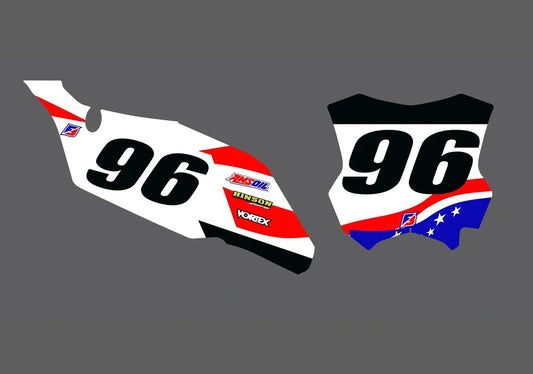 Ensemble de décalcomanies numérotées pré-imprimées Kawasaki USA Factory Backing - choisissez votre nom, #, coloris