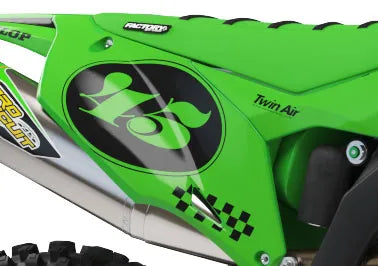 Kawasaki Checkers Series Factory Backing Pré-imprimé numéro décalcomanie Set - choisissez votre nom, # , coloris