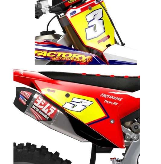 Honda Throwback Series Factory Backing Vorgedrucktes Nummernaufkleber-Set - wählen Sie Ihren Namen, Ihre Nummer und Ihre Farbgebung