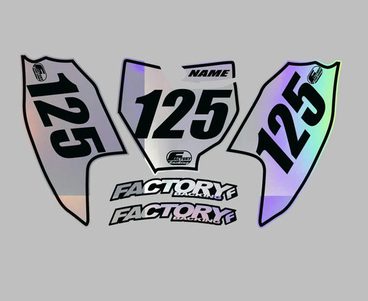 Basic Holographic Chrome Factory Backing Pre Printed number decals