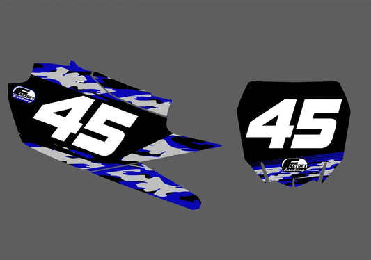 Yamaha Camo Factory Backing Pre Printed number decal Set - choose your name, # , colorway