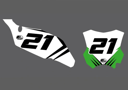 Kawasaki Dimensional Factory Backing Vorgedrucktes Nummernaufkleber-Set - wählen Sie Ihren Namen, Ihre Nummer und Ihre Farbgebung