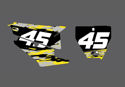 Husqvarna Camo Factory Backing Vorgedrucktes Nummernaufkleber-Set - wählen Sie Ihren Namen, Ihre Nummer und Ihre Farbgebung