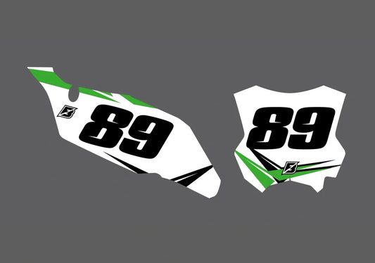 Kawasaki Fast Guy Factory Backing Vorgedrucktes Nummernaufkleber-Set - wählen Sie Ihren Namen, Ihre Nummer und Ihre Farbgebung
