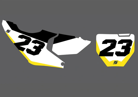 Husqvarna Blitz Factory Backing Vorgedrucktes Nummernaufkleber-Set - wählen Sie Ihren Namen, Ihre Nummer und Ihre Farbgebung