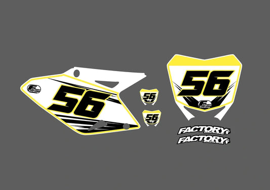 Suzuki Accel Factory Backing Pre Printed number decal Set - choose your name, # , colorway
