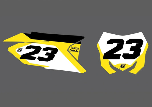 Suzuki Blitz Factory Backing Vorgedrucktes Nummernaufkleber-Set - wählen Sie Ihren Namen, Ihre Nummer und Ihre Farbgebung