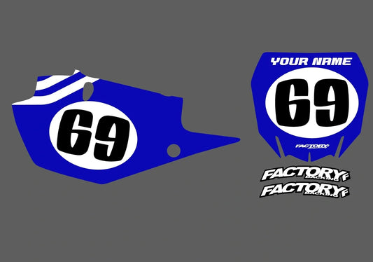 Yamaha Vintage 1 Factory Backing Vorgedrucktes Nummernaufkleber-Set - wählen Sie Ihren Namen, Ihre Nummer und Ihre Farbgebung