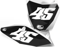 Factory Backing Pre Printed number decals black and white your & name # Paint brush Series