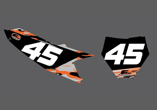 kt Camo Factory Backing Pre Printed number decal Set - choose your name, # , colorway