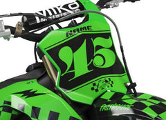 SÉRIE KAWASAKI CHECKERS (TOUS LES MODÈLES DE VÉLO ET COULEURS !) Graphiques de support d'usine semi-personnalisés