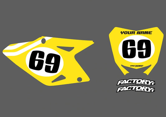 Suzuki Vintage 1 Factory Backing Pre-Printed Number Decal Set - choisissez votre nom, # , coloris