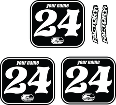 Set of 3 Custom Flat track Number Plate Backgrounds (Decals only) Any colors, Choose number styles
