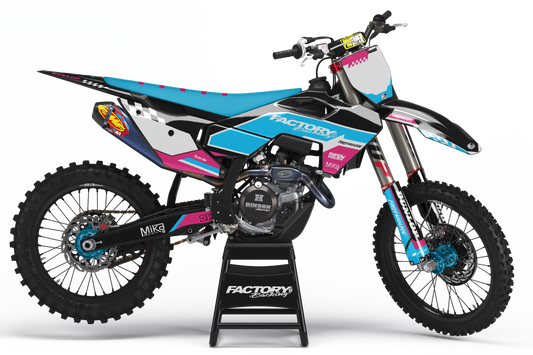SÉRIE HUSQVARNA BLACK PUNK FLAG (TOUS LES MODÈLES DE VÉLO ET COULEURS !) Graphiques de support d'usine semi-personnalisés