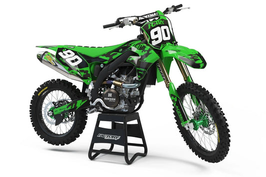 KAWASAKI CAMOUFLAGE 2 (TOUS LES MODÈLES ET COULEURS DE VÉLO !) Graphiques de support d'usine semi-personnalisés