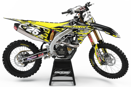 SÉRIE CAMO SUZUKI (TOUS LES MODÈLES DE VÉLO ET COULEURS !) Graphiques de support d'usine semi-personnalisés