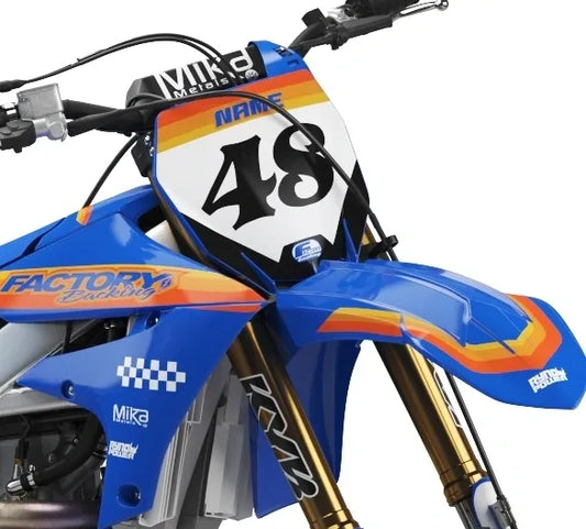 Yamaha Retro Series Factory Backing Pre Printed number decal Set - choose your name, # , colorway