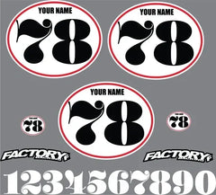 3er Set Vintage MX Custom Vorgedruckte Nummernschild Hintergründe Ovale Squish Serie (Nur Aufkleber) Benutzerdefinierte Farben 