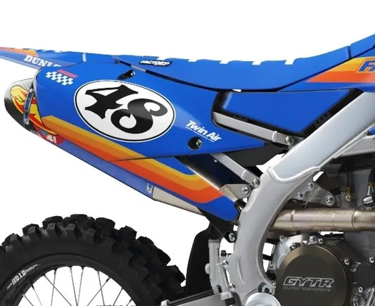 Yamaha Retro Series Factory Backing Pre Printed number decal Set - choose your name, # , colorway