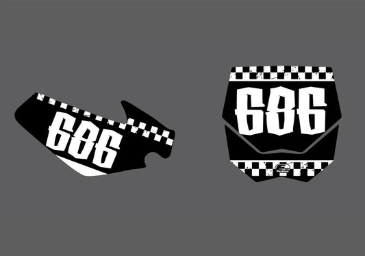 Cobra Motorcycles Garage V2 Factory Backing Vorgedrucktes Nummernaufkleber-Set - wählen Sie Ihren Namen, Ihre Nummer und Ihre Farbgebung 