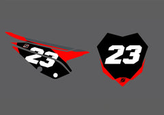 Beta Blitz Factory Backing Pre Printed number decal Set - choose your name, # , colorway