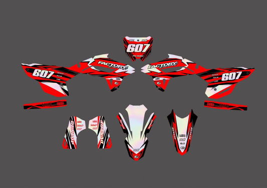 HONDA QUAKE SERIES (JEDES FAHRRADMODELL UND JEDE FARBE!) Semi-Custom Factory Backing Graphics 