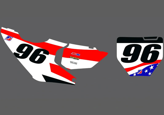 Husqvarna USA Factory Backing Vorgedrucktes Nummernaufkleber-Set - wählen Sie Ihren Namen, Ihre Nummer und Ihre Farbgebung 