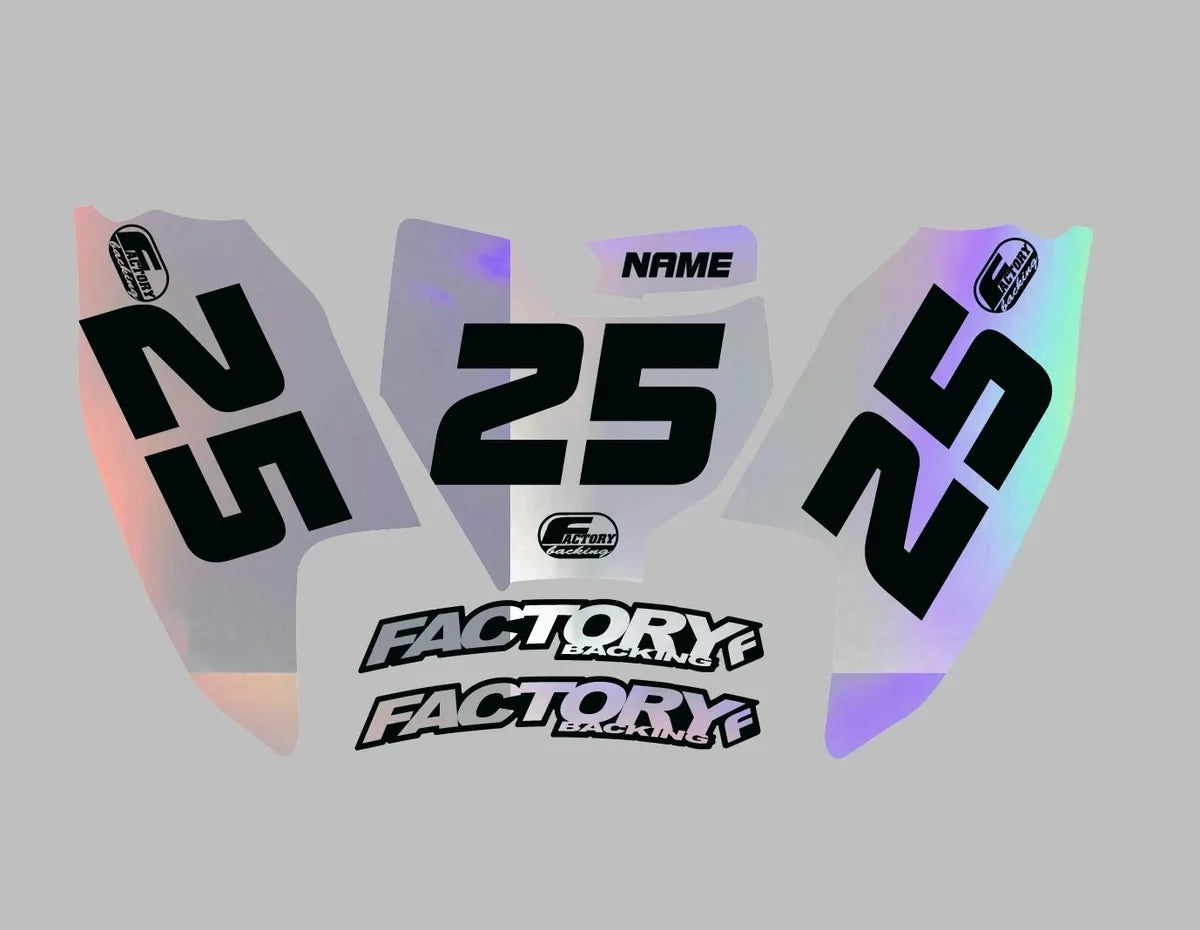 Pre Decals Custom Basic2 Holographic Chrome Factory Backing Pre Printed number decals