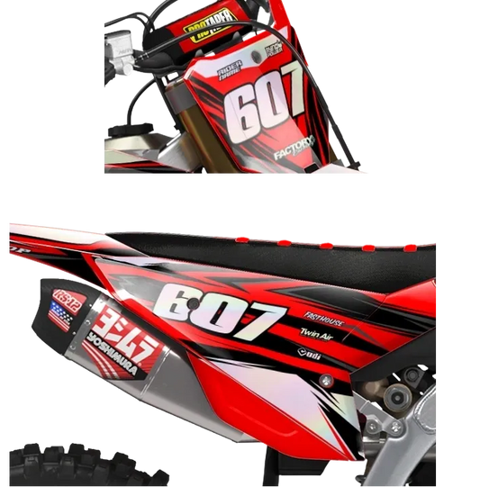 Honda Quake Series Factory Backing Pre Printed number decal Set - choose your name, # , colorway