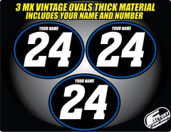 3er Set Vintage MX Custom Vorgedruckte Nummernschild Hintergründe Ovale Achen Serie (Nur Aufkleber) Benutzerdefinierte Farben 